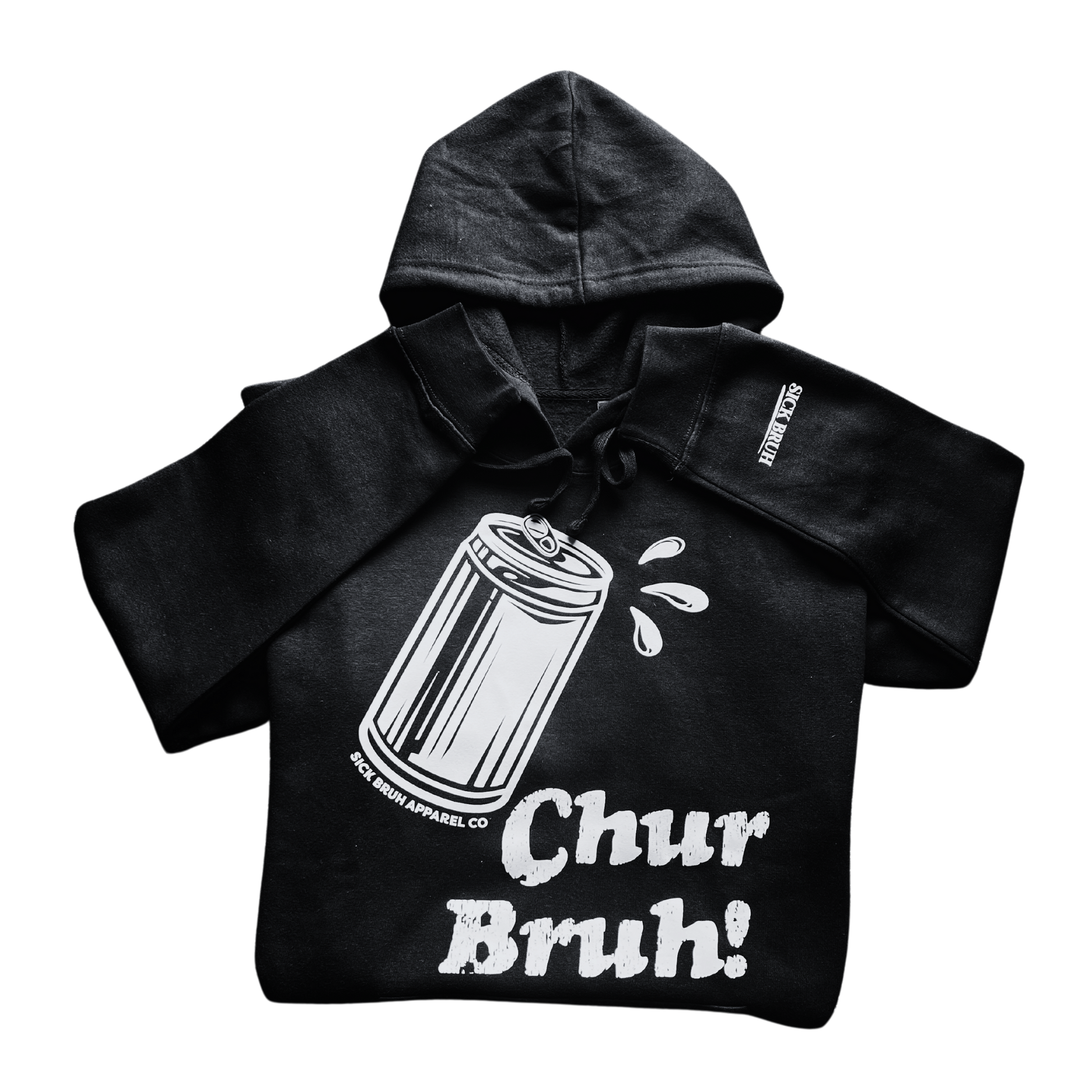 BLACK CHUR BRUH HOODIE- HOODIES NZ-CLOSE-UP FRONT SIDE