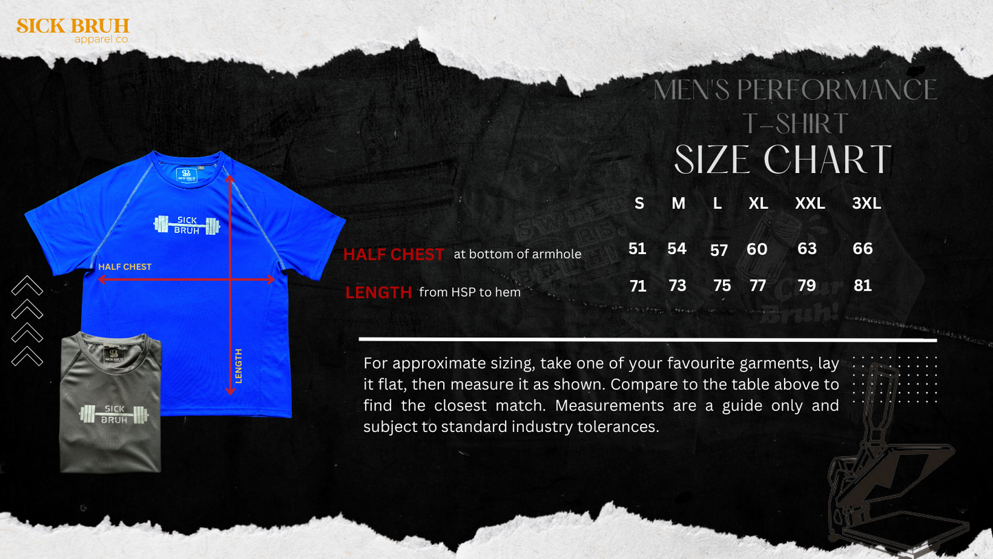 Sick Bruh Mens Performance T-Shirt-size chart