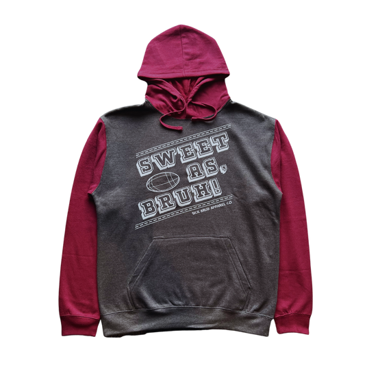 CHARCOAL/MAROON-SWEET AS BRUH HOODIE-HOODIES NZ-FRONT SIDE